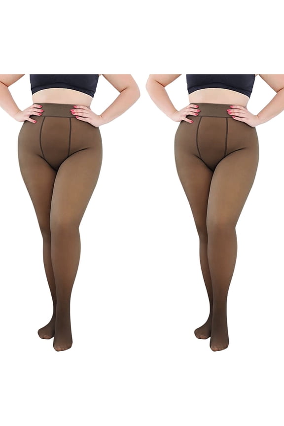 Tights 2 Pairs of Women's Through Meat Bottoming Stockings Stockings Pantyhose Large Size 80G Black+Black