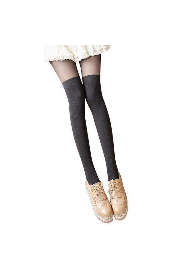 Tights Women High Tube Stitching Stockings Velvet Pantyhose Thigh Anti-Hook Silk Bottoming Socks Tights Stocking Black