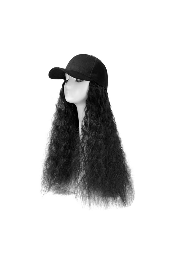 Clothing 2025 Visors Baseball Cap Hair Wave Curly Hairstyle Adjustable Wig Hat Attached Long Hair A