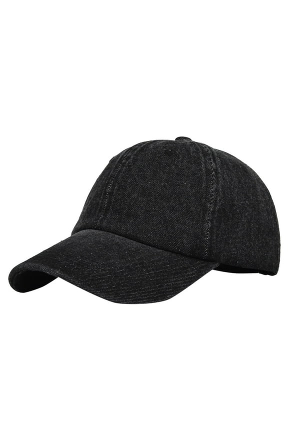 Clothing 2025 Visors Mens and Womens Denim Retro Washed and Old Destroyed Peaked Cap Solid Color Baseball Cap Black
