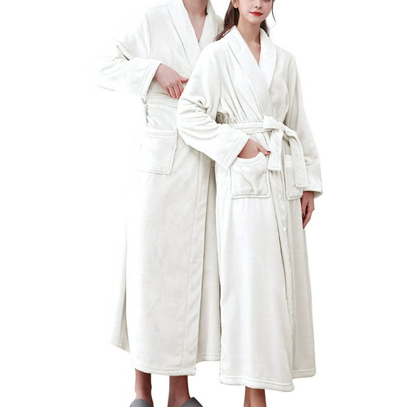 beishanbush Clothing 2025 Women Robes Under $10 Women'S Double Pocket Flannel Bathrobe Soft and Warm Double Faced Velvet Bathrobe Pajamas and Home Wear Bathrobe Robe