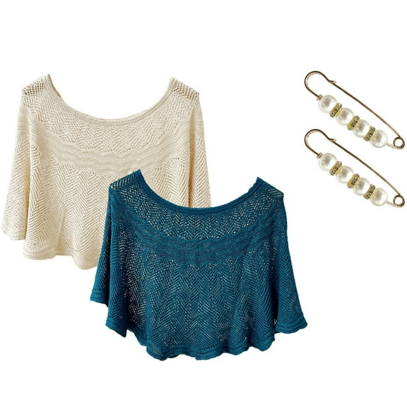 beishanbush Clothing 2025 Wraps 2PCS for Women Casual Open Knit Top Lace Summer Lightweight Solid Hollow Out Knitted Sun Proof Shawl Wraps B