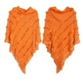 thumbnail image 1 of beishanbush Wraps Women Solid Poncho with Tassels Knitted Shawl Scarf Fringed Wrap Sweater Pullover Cape Gifts for Women Orange, 1 of 4
