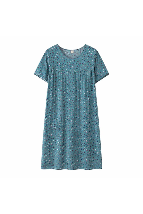 2025 Women Nightgowns & Sleepshirts Under $10 Summer Cotton Silk Short Sleeved Sleep Dress for Middle Aged Women New Loose Fitting Home Wear Elderly Sleepwear Plus Size Dress