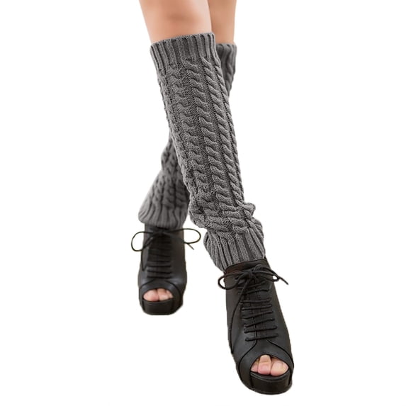 beishanbush Socks Woolen Leg Warmers for Autumn and Winter Boots for Calf Protection Grey