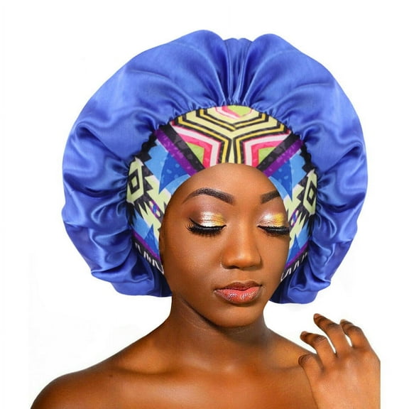 beishanbush Baseball Caps New Elastic Headband Satin Bonnet Hat Sleep Cap Women Beauty Salon Blue