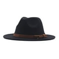 thumbnail image 1 of beishanbush Baseball Caps Womens Classic Wide Floppy Panama Hat Belt Buckle Wool Fedora Hat Black, 1 of 1