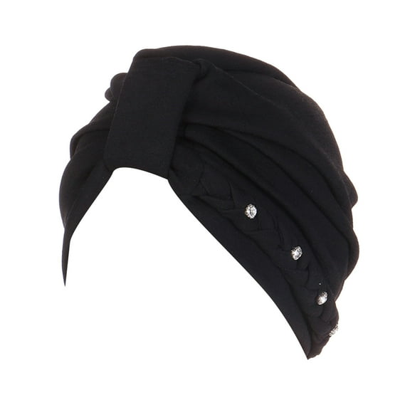 beishanbush Baseball Caps Womens Multi Color Two Band Studded Braid Cap Side Braid Square Braid Cap Black