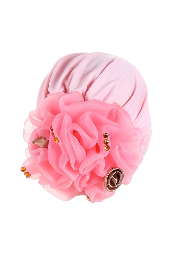 Baseball Caps Womens Solid Flowers Head Hat Cap Headwear Turban Cap Slouchy Headwear Pink