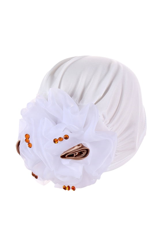 Baseball Caps Womens Solid Flowers Head Hat Cap Headwear Turban Cap Slouchy Headwear White