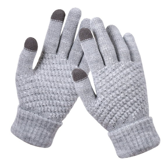 beishanbush Gloves Mittens Men's and Women's Snowflake Printing Gloves, Creative and Fashionable Mobile Phone with Screen Knitted Gloves, Thick and Warm Winter Adult E