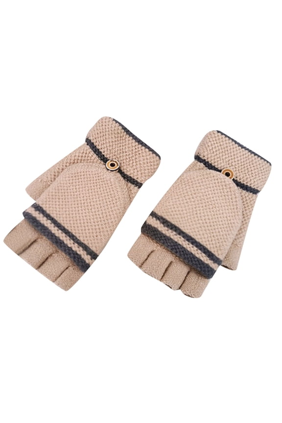 Gloves Mittens Winter Knitted Gloves for Men and Women Adult Style Reverse Cover Warm Gloves Student Wool Korean Style Fashion Gloves Khaki