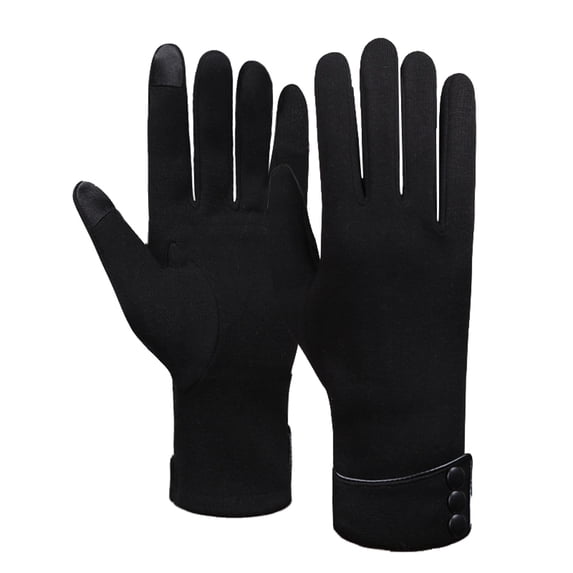 beishanbush Gloves Mittens Winter Riding Thickened Warm Screen Plush Solid Button Women Outdoor Gloves E