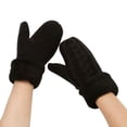 thumbnail image 1 of beishanbush Gloves Mittens Women Fashion Knitted Plush Twist Windproof Warm Thickened Fingered Plus Gloves Black, 1 of 3