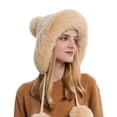 thumbnail image 1 of beishanbush Hats Women's Pullover Hat with Three Balls Outdoor Thickening Plus Velvet Cold and Warm Pure Color Knitted Hat Beige, 1 of 4