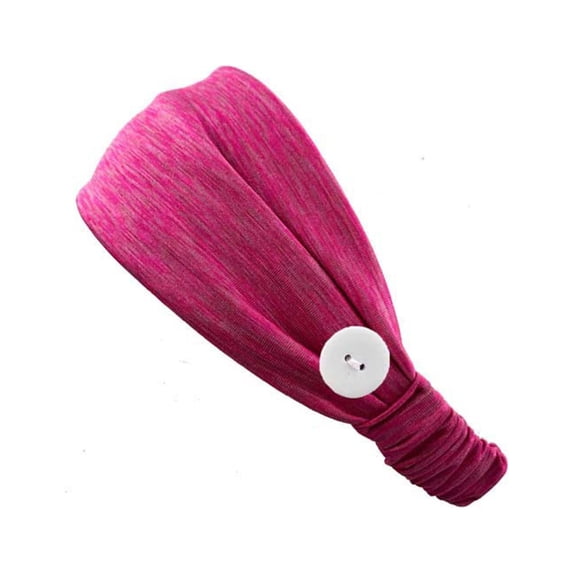 beishanbush Heardband Elastic Headband with Button Yoga Workout Running Turban Hair Accessories Hot Pink
