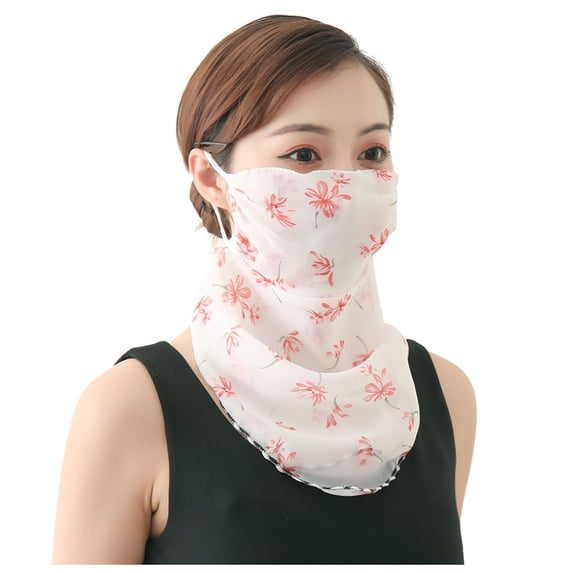 beishanbush Mask 2 Pack Women Sun Mask Chiffon Neck Gaiter Sun Proof Face Mask Outdoors B