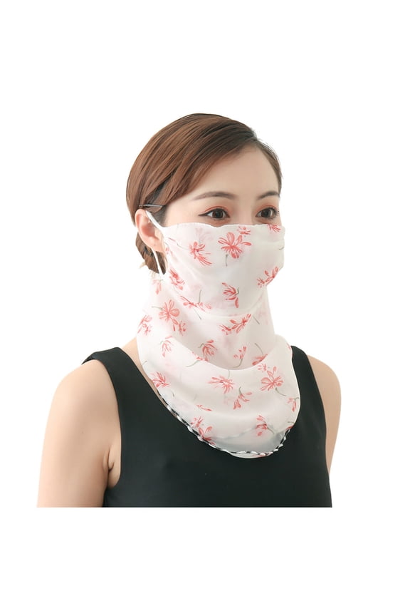 Mask 2 Pack Women Sun Mask Chiffon Neck Gaiter Sun Proof Face Mask Outdoors B