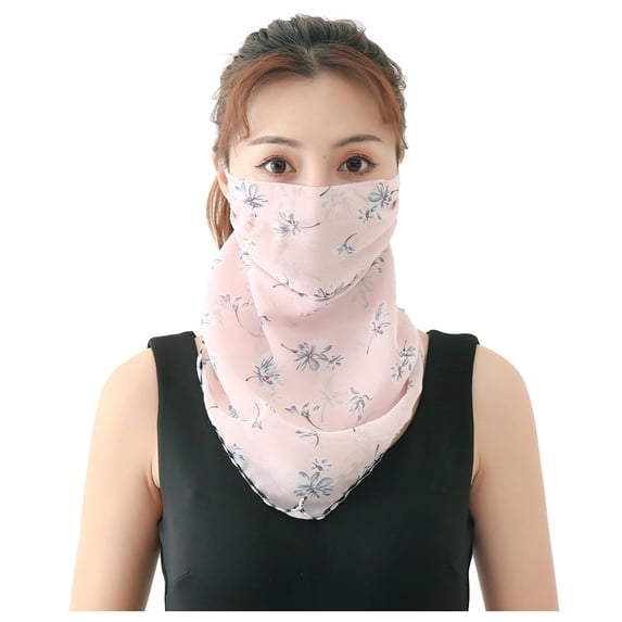 beishanbush Mask 2 Pack Women Sun Mask Chiffon Neck Gaiter Sun Proof Face Mask Outdoors C