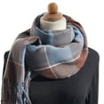 thumbnail image 1 of beishanbush Scarf Women's Autumn and Winter Colorful Plaid Shawl Thickening Warm Fringe Scarf Scarf Blue, 1 of 8