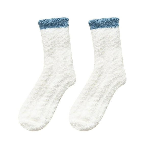 beishanbush Socks Fashion Keep Warm Women Fashion Patchwork Ladies Patchwork Thick Socks White
