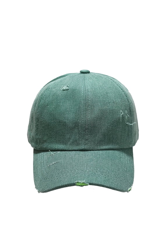 Visors Men and Women Casual Old Fashioned Washing Water Hole Grinding Edge Baseball Cap Peaked Cap Green