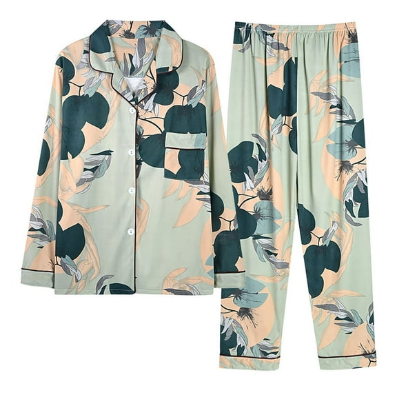 beishanbush Women Pajama Sets Under $10 Pajamas Women Autumn and Winter Long Sleeve Lapel Vest Suit Trousers Plus Size Home Service