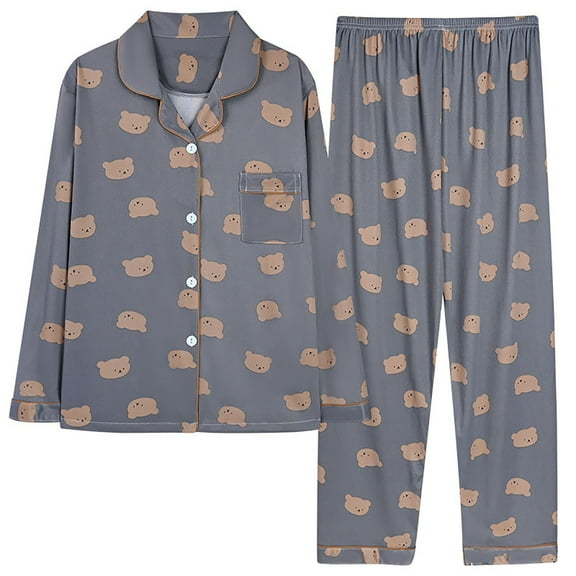 beishanbush Clothing 2025 Women Pajama Sets Under $10 Pajamas Women Autumn and Winter Long Sleeve Lapel Vest Suit Trousers Plus Size Home Service