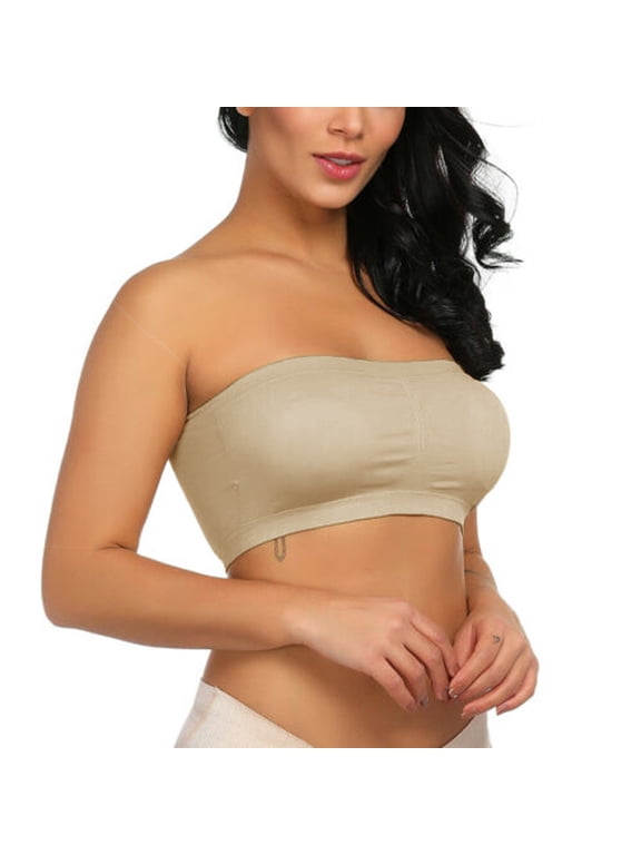 beishanbush Clothing 2025 Tube Tops Under $5 Double Women Plus Size Strapless Bra Bandeau Tube Removable Padded Top Stretchy