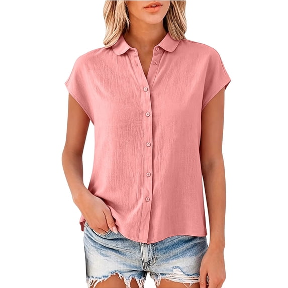 beishanbush Fall Sales Saving $10 Formal Work Dress Blouses Tops Women's Shirt,Color Lapel Cotton Linen Casual Loose Top Under $15