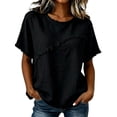 thumbnail image 1 of beishanbush Hot Sales Saving $10 Casual Workout T Shirts Tops Women's Linen T-Shirt,Short Sleeve Neck Loose Lightweight Casual Summer Under $15, 1 of 4