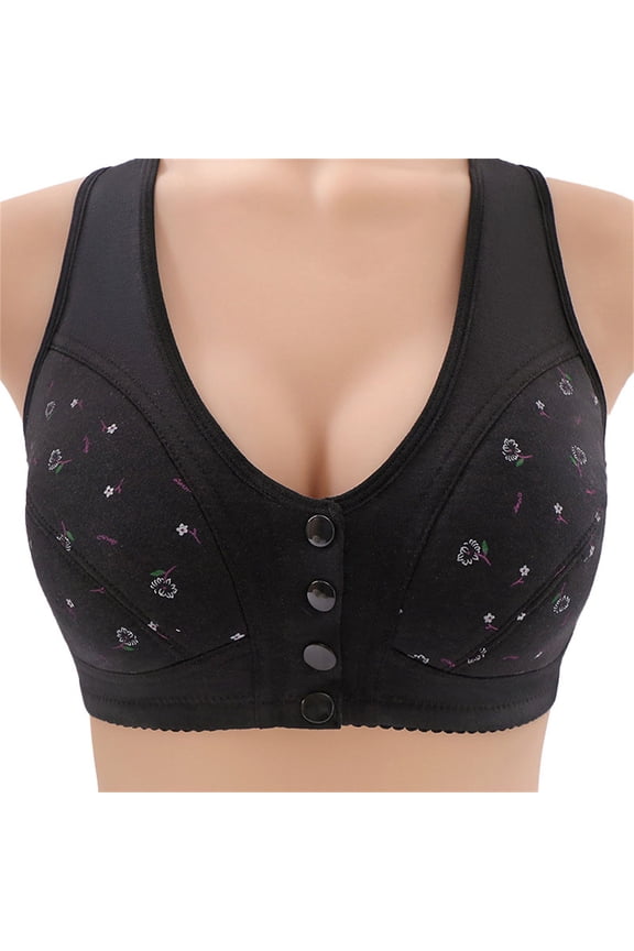 Clothing Push Up Bras for Women Comfortable Daisy Bra For Seniors 2025 New Comfortable Front Closure Button Bra Cotton Bras For Older Women Plus Size Lace Bras Underwire Brassiere Everyday Bras