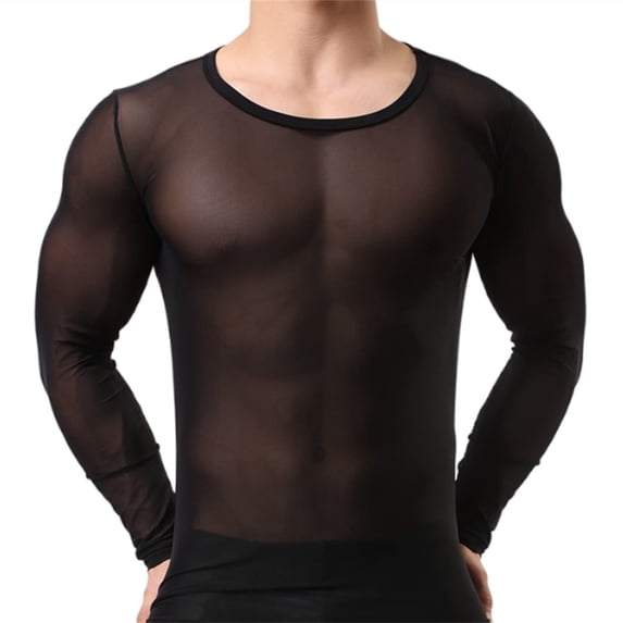 beishanbush Sale Clearance 2025 Intimates Under $5 Men's Underwear Boxer Briefs Mesh Breathable Shirts Men's Long Sleeve Sleepwear See Through Mesh Blouse Casual