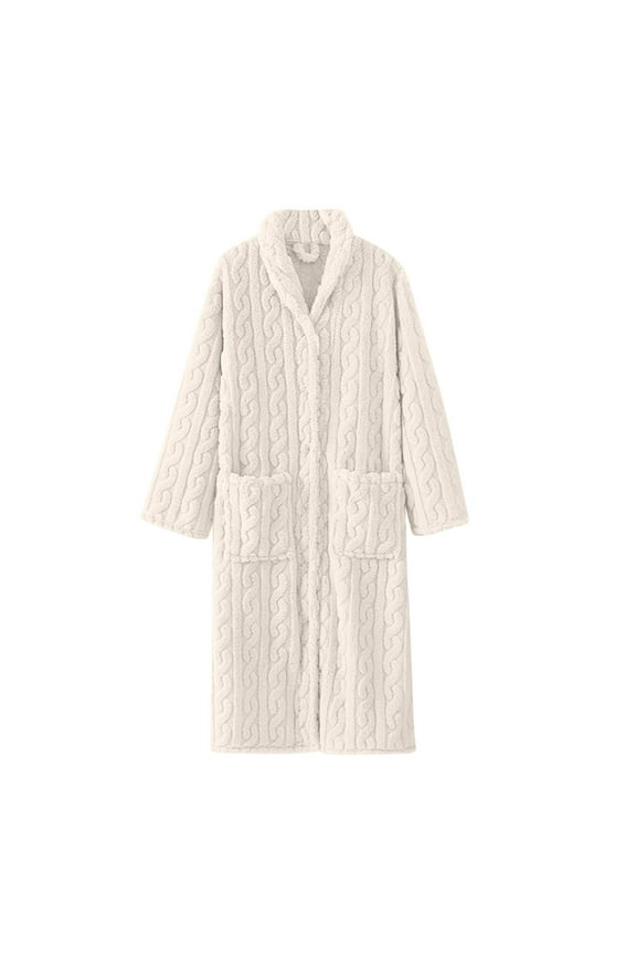 Clothing 2025 Women Robes Under $10 Womens Long Fleece Robe Fuzzy Cozy Warm Bathrobe Shawl Collar Spa Robe Laddies Textured House Coat