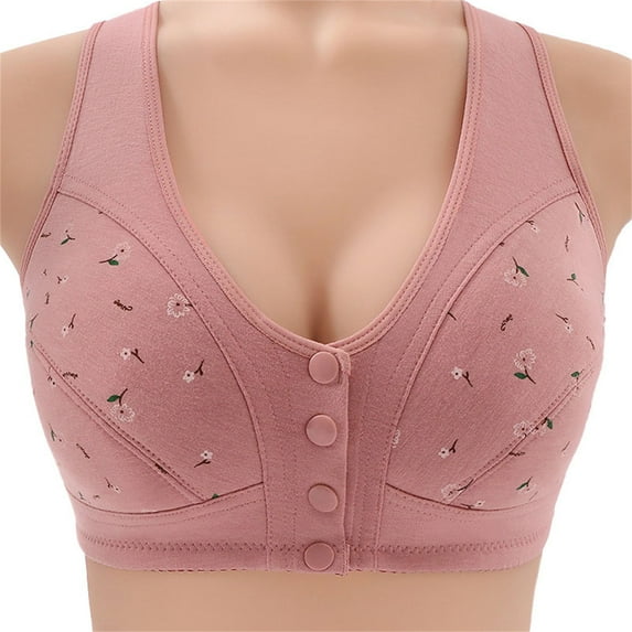 beishanbush Clothing 2025 Bra Under $5 Comfortable Daisy Bra for Seniors New Comfortable Front Closure Button Bra Cotton Bras for Older Women