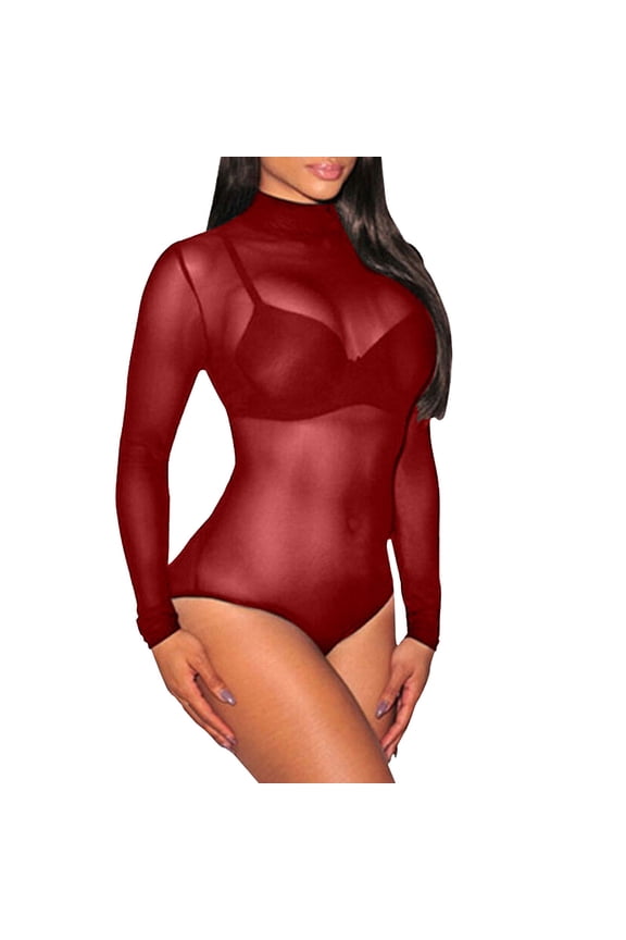Clothing 2026 Underwear Under $5 Mesh O Neck Leotard Bodysuit Sheer Underwear Women Nightwear Sleepwear Piece One Sheer Mini Skirt Underwear