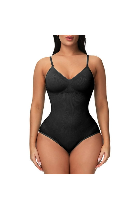 Clothing 2025 Shapers Under $5 Shapewear Bodysuit Thong for Women Tummy Control Thong Body Shaper Slimming Bodysuit with Built In Bra Deep V