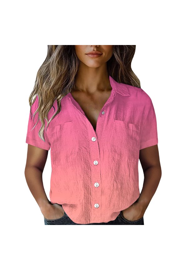 Spring Sales Saving $10 Button Down Shirts for Women Women's Pure Cotton Shirt,Short Sleeve Fashionable Casual Under $15