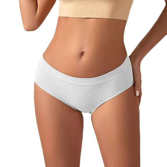 beishanbush Up To Women'S Panties Under $5 Women'S Solid Color Conservative Mid Waist Briefs Thin Seamless Head