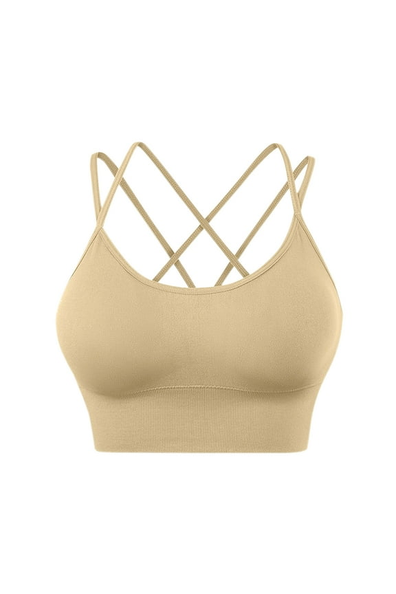 Clothing 2025 Bra Under $5 Womens Back Sport Bras Padded Strappy Cropped Bras for Yoga Workout Fitness Low Impact Bras
