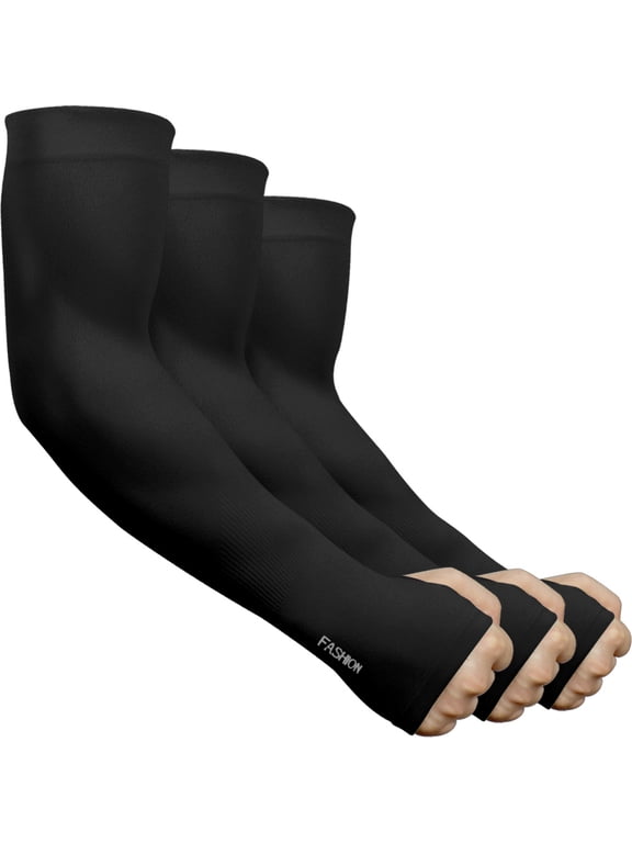 3 Pairs UV Protection Cooling Arm Sleeves for Women Men, Long Sunblock Protective Cycling Arm Cover