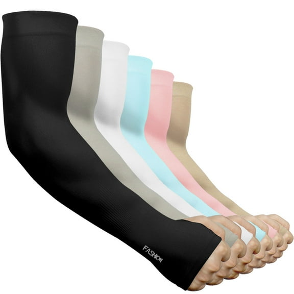 beister 6 Pairs UV Protection Cooling Arm Sleeves for Women Men, Long Sunblock Protective Cycling Arm Cover