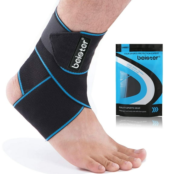 beister Adjustable Compression Ankle Brace (1-Piece) - Medical Grade Support for Sprains, Plantar Fasciitis & Achilles Tendonitis - Breathable Elastic Sleeve for Sports/Recovery - Men & Women