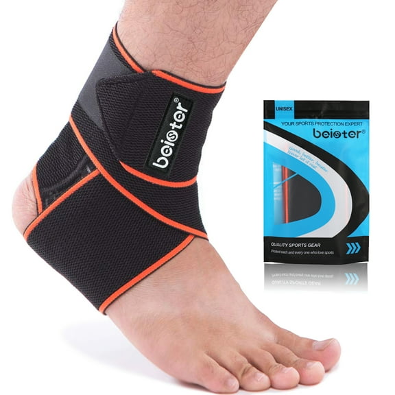 beister Adjustable Compression Ankle Brace (1-Piece) - Medical Grade Support for Sprains, Plantar Fasciitis & Achilles Tendonitis - Breathable Elastic Sleeve for Sports/Recovery - Men & Women