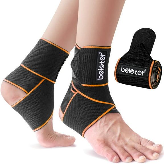 beister Adjustable Compression Ankle Brace (1-Pair) - Medical Grade Support for Sprains, Plantar Fasciitis & Achilles Tendonitis - Breathable Elastic Sleeve for Sports/Recovery - Men & Women