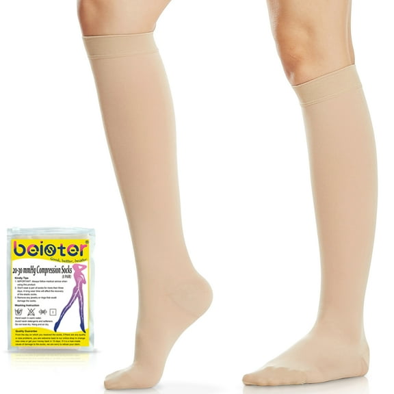 beister Compression Socks for Women & Men 20-30mmHg - Knee High Medical Graduated Support for Varicose Veins, Edema, Pregnancy, Travel & Running