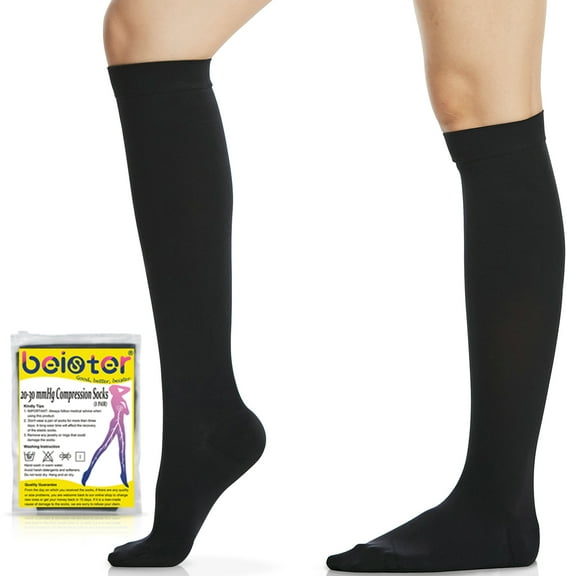 beister Compression Socks for Women & Men 20-30mmHg - Knee High Medical Graduated Support for Varicose Veins, Edema, Pregnancy, Travel & Running