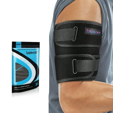 beister Compression Upper Arm Brace, Adjustable with Pressure Straps & Triceps, Black,L