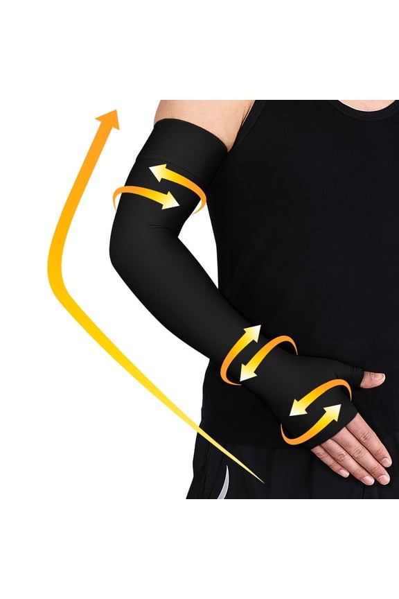 Lymphedema Arm Sleeve 20-30mmHg with Gauntlet - Medical Compression for Post-Mastectomy & Arm Swelling Relief, for Women & Men (Single)