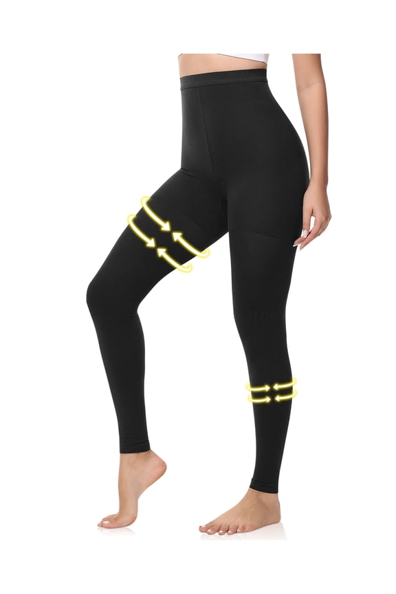 Medical Compression Pantyhose, 15-20mmHg Opaque Footless Waist High Compression Stockings & Leggings, Black,1 pair